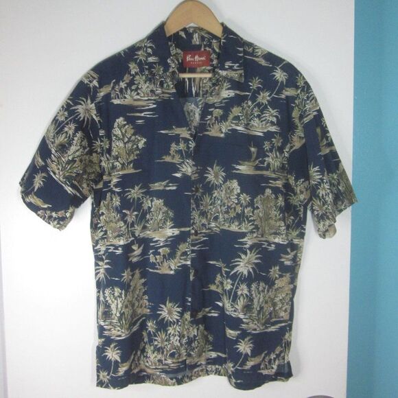 Pau Hana Mens Navy Blue Aloha Vintage Hawaiian Short Slv Shirt Size M 44" Chest - Picture 4 of 8